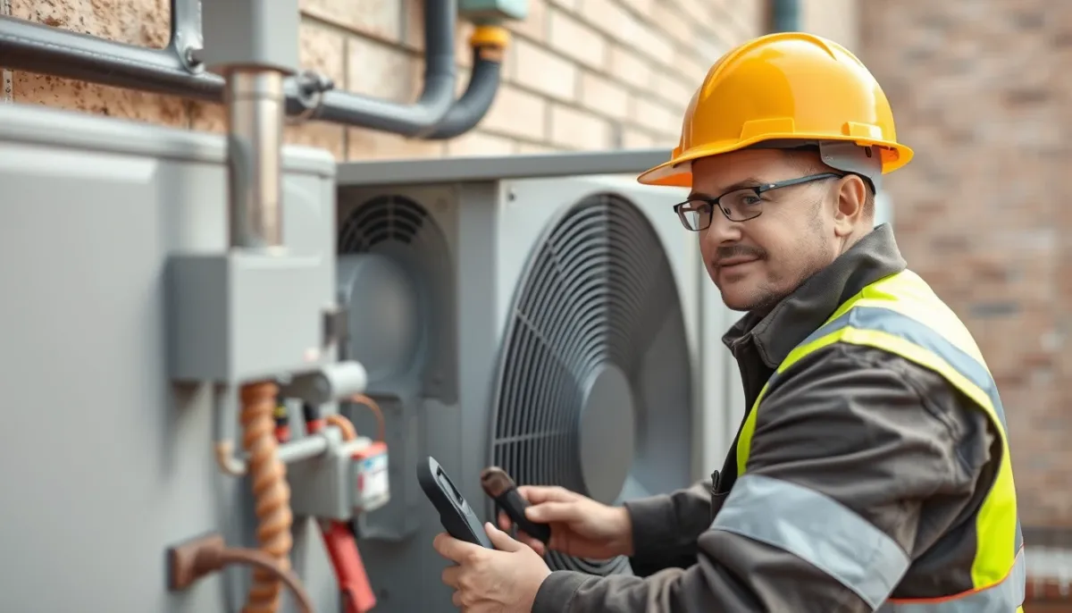Installation d'une pompe à chaleur air/eau par un technicien
