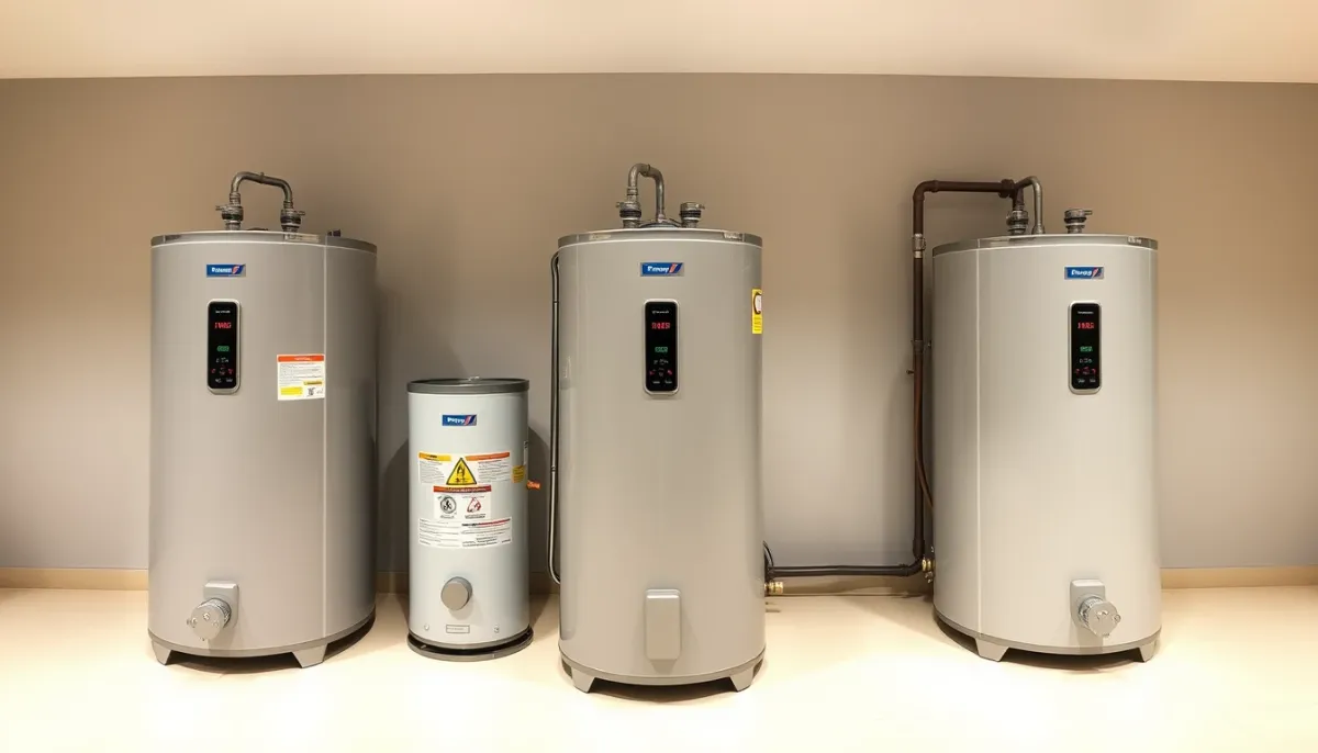 Comparatif de trois chauffe-eau thermodynamiques exposés côte à côte