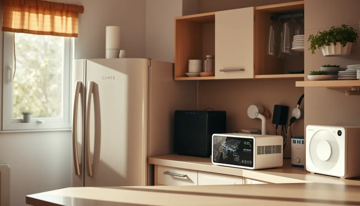 Appareils électroménagers en fonctionnement représentant le talon de consommation d'un foyer