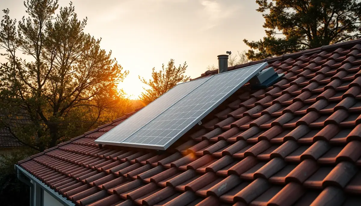Kit solaire installé sur une toiture en Haute-Garonne, avec tuiles et environnement résidentiel