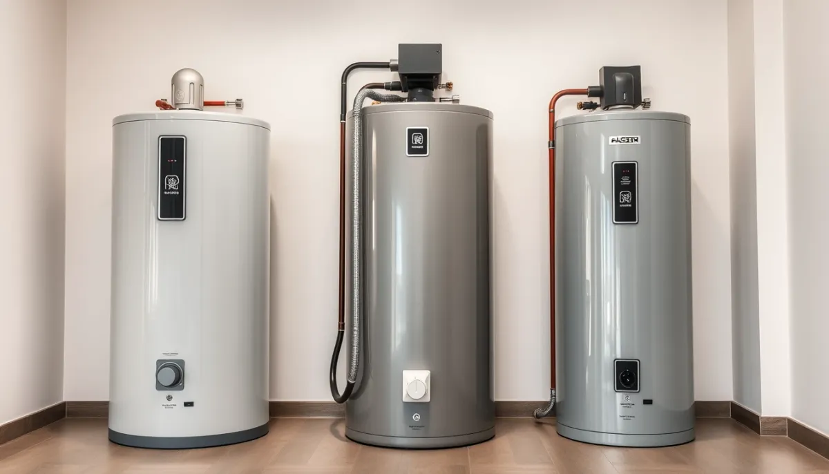 Trois chauffe-eau thermodynamiques exposés côte à côte pour comparaison