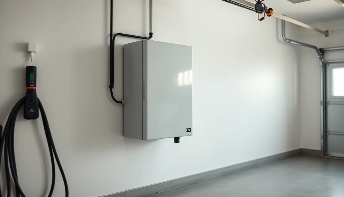 Batterie solaire résidentielle lithium LFP installée dans un garage