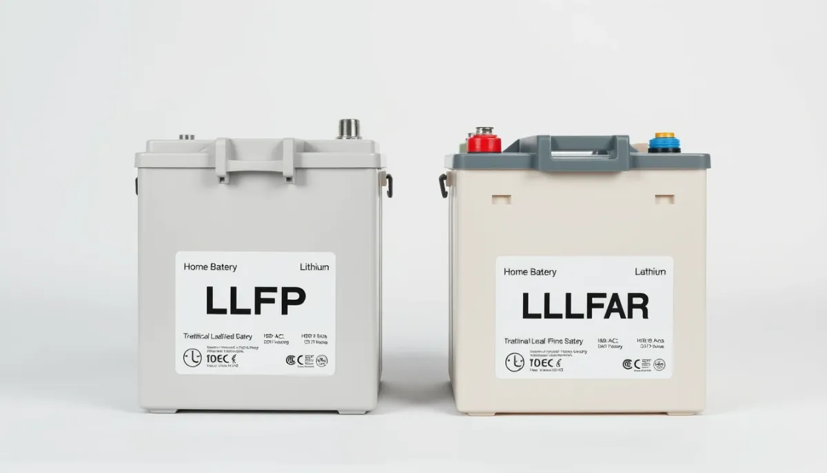 Comparaison visuelle entre une batterie lithium LFP et une batterie plomb pour panneaux solaires