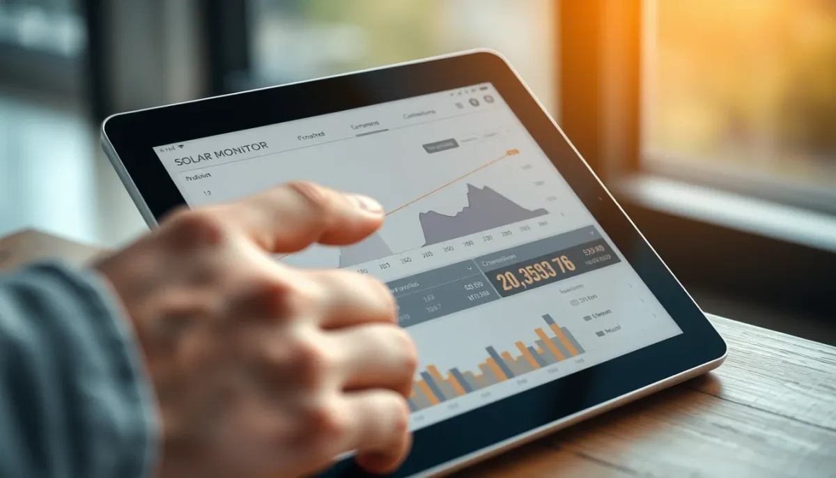 Application de monitoring solaire sur tablette montrant une baisse de production