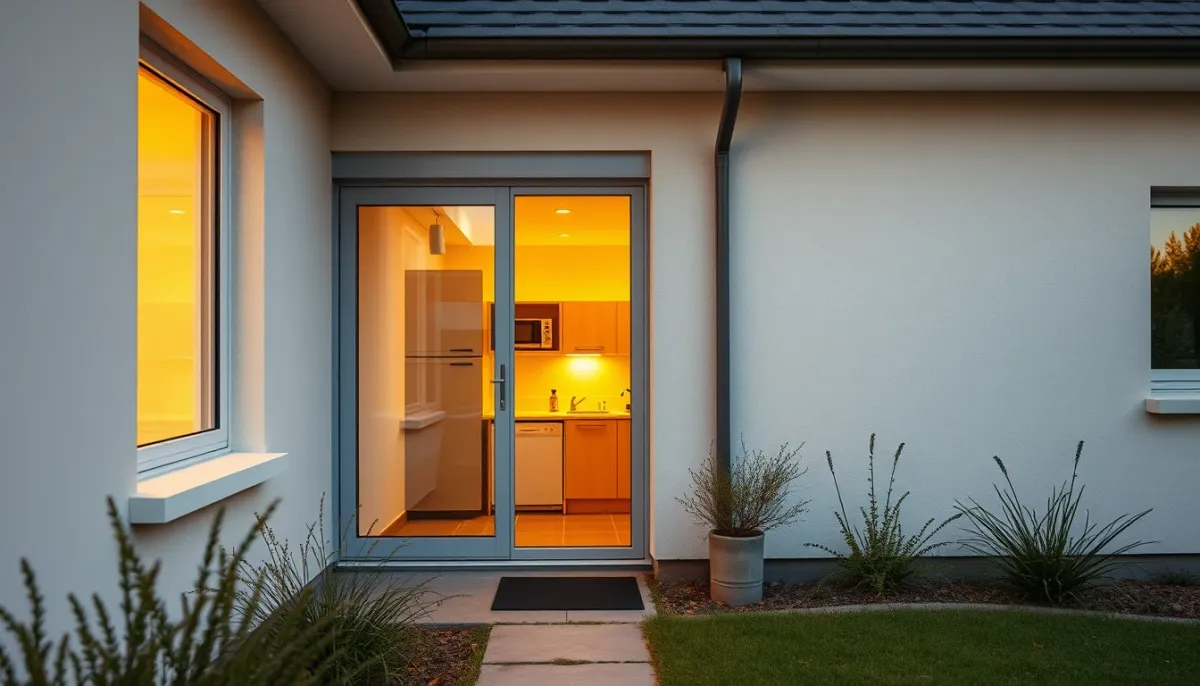 Maison individuelle avec local technique visible de l'extérieur