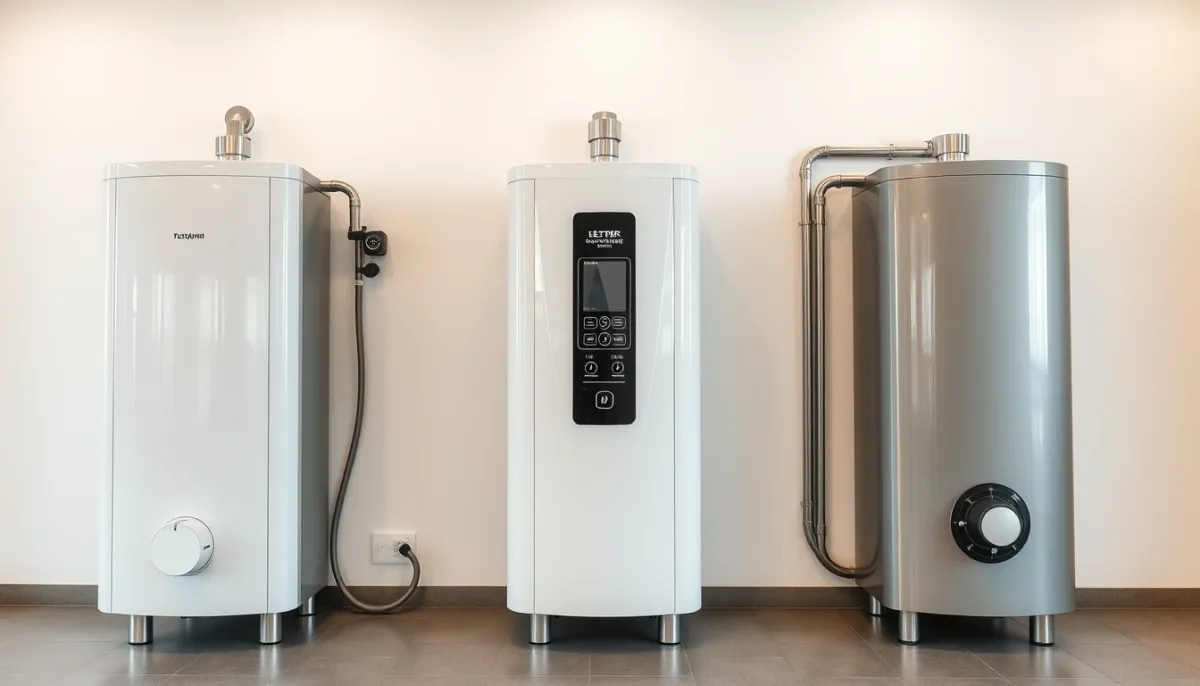Comparatif de trois systèmes de chauffage de l'eau dans un showroom
