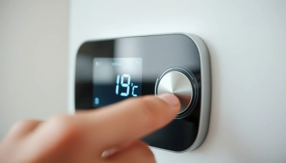 Thermostat numérique réglé à 19 °C pour maîtriser la consommation d'une PAC air/air