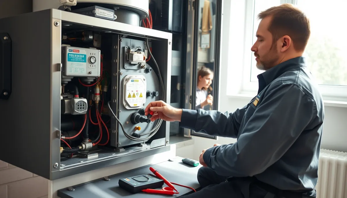 Technicien qualifié intervenant sur le circuit d'un chauffe-eau thermodynamique