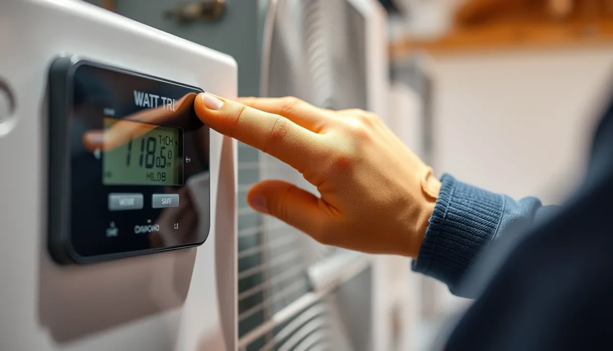 Technicien réglant le panneau de contrôle d'une pompe à chaleur air/eau