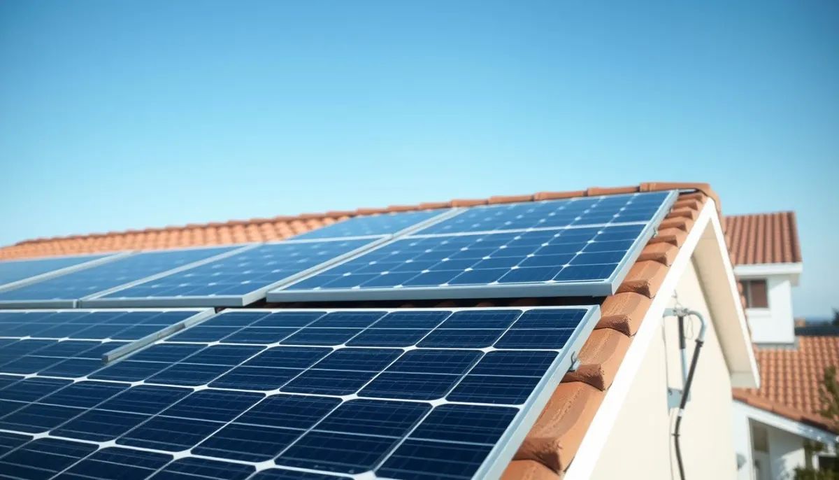 Panneaux solaires installés sur le toit d'une maison, éligibles au contrat de rachat EDF OA