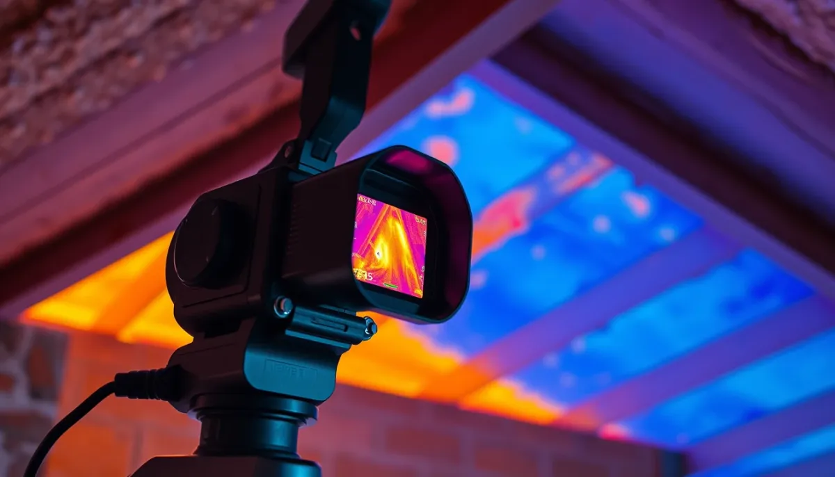 Image thermographique montrant les déperditions de chaleur d'un toit mal isolé